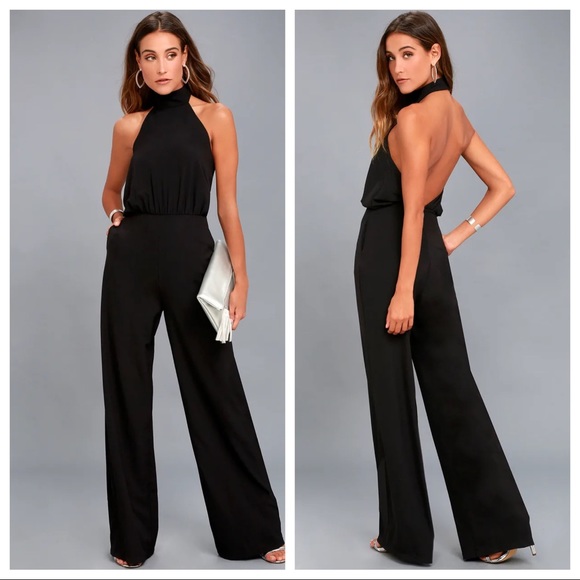 lulus black halter jumpsuit